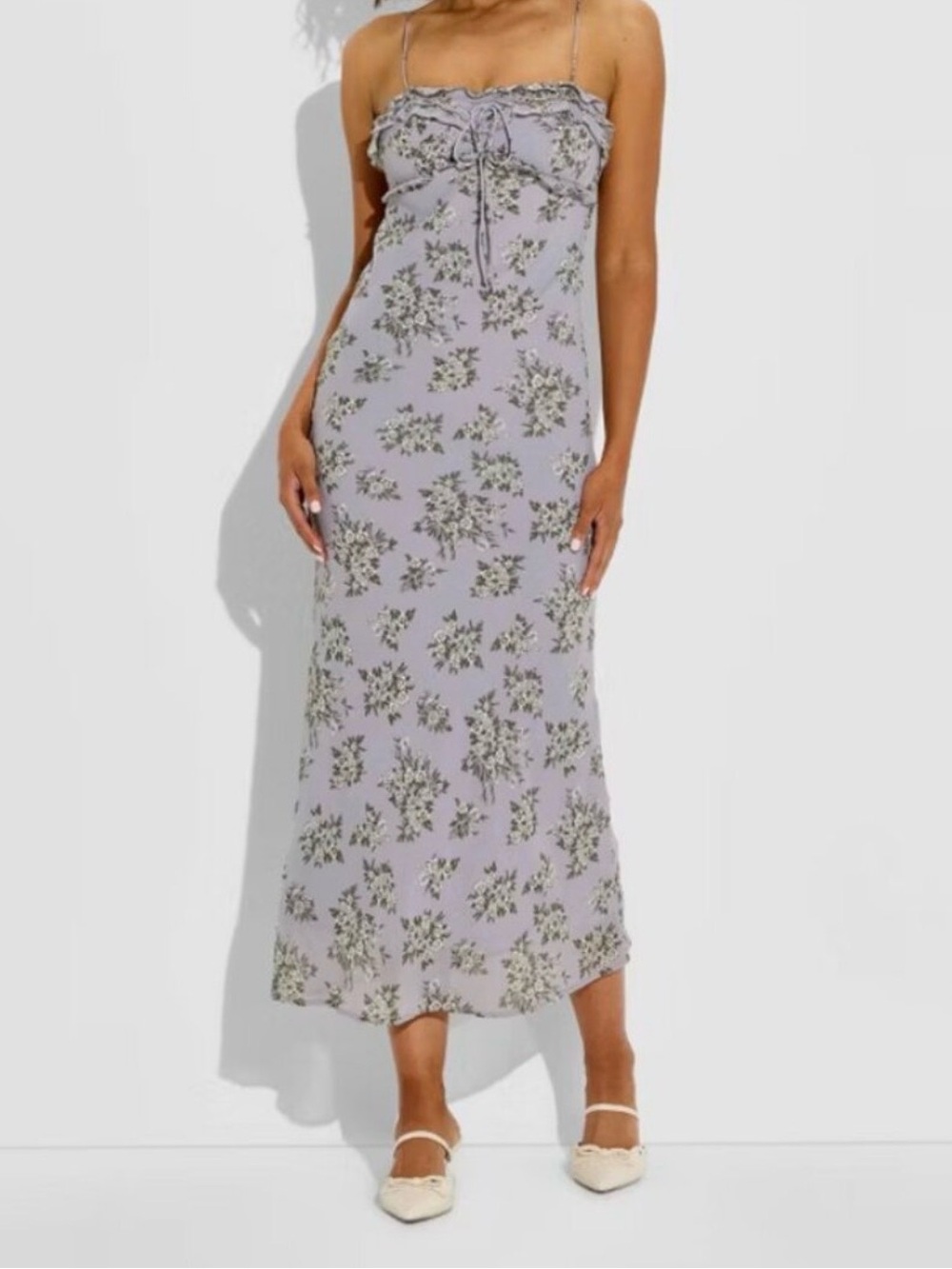 Wild Fable Lavender Floral Spaghetti-Strap Dress